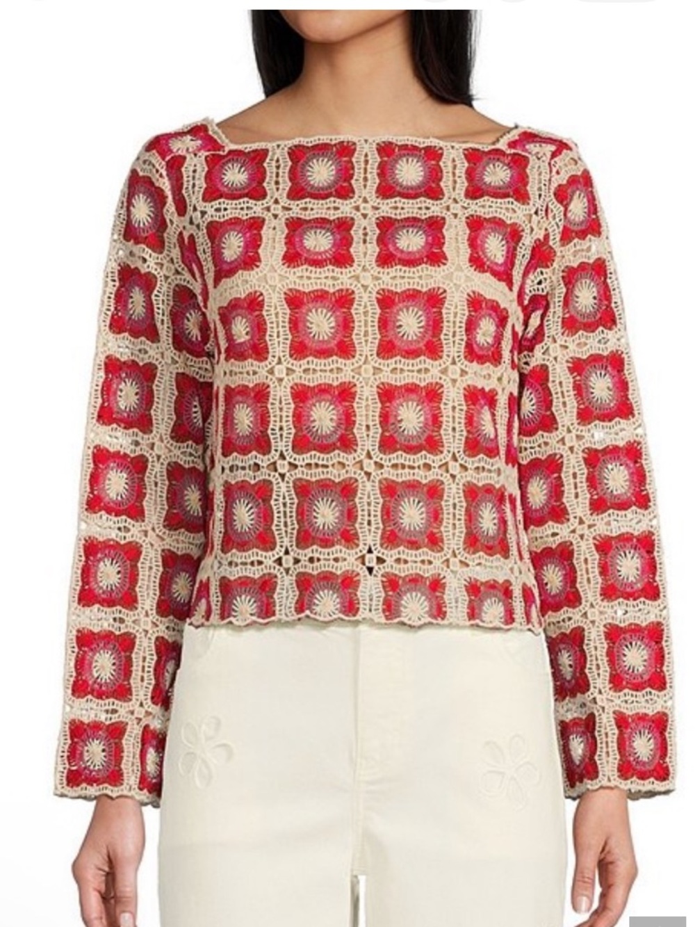 Chelsea & Violet Crocheted Granny Square Top